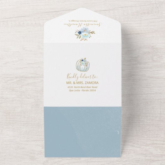 Pumpkin Boy Baby shower Uitnodiging & Advice Card (Buitenkant)