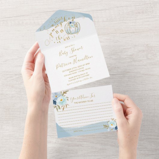 Pumpkin Boy Baby shower Uitnodiging & Advice Card (Afscheurbaar)