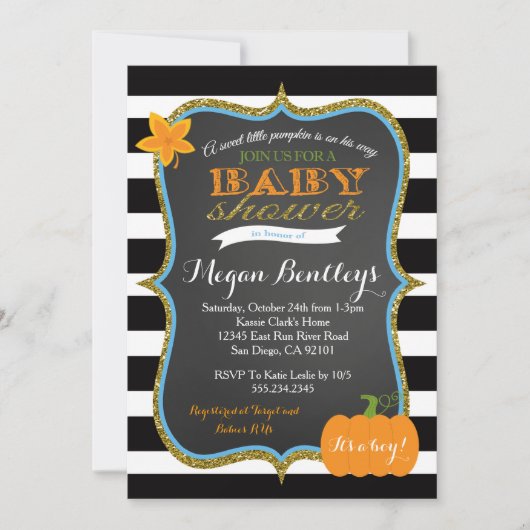 Pumpkin Boy Baby shower Uitnodiging tot het indien (Voorkant)