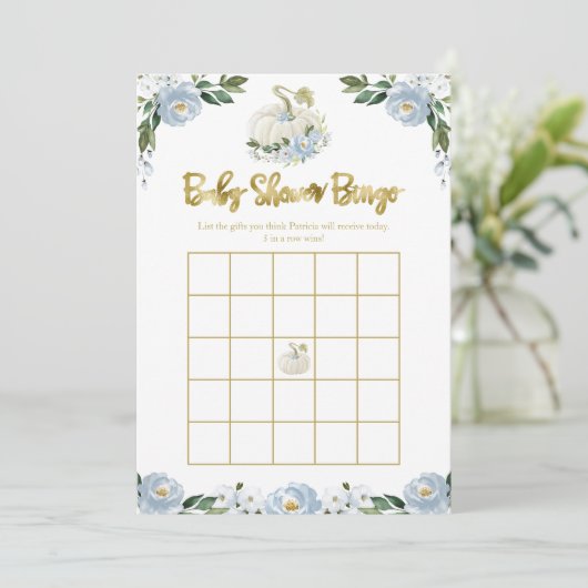 Pumpkin Boy Herfst Baby shower Bingo (Staand voorkant)