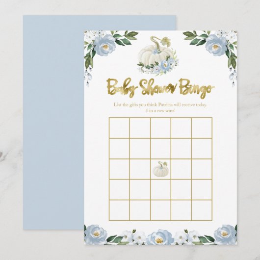 Pumpkin Boy Herfst Baby shower Bingo (Voorkant / Achterkant)