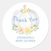 Pumpkin Boys Baby shower Bedankt Ronde Sticker (Voorkant)
