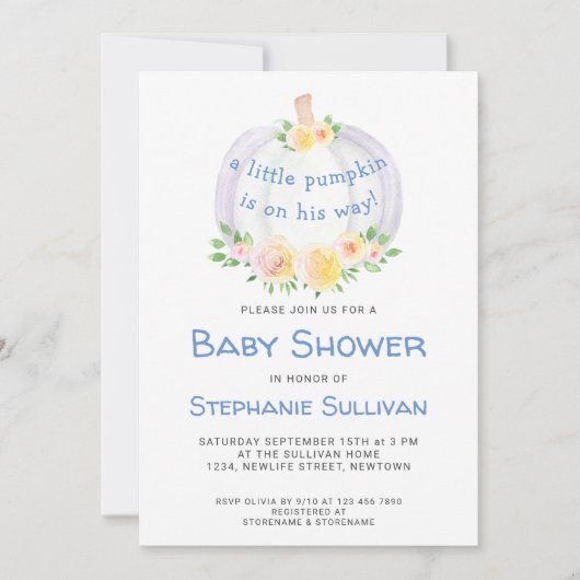 Pumpkin Boys Baby shower Uitnodiging (Voorkant)