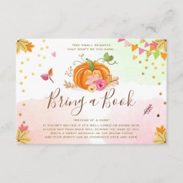 Pumpkin Breng een boek Herfst najaar Baby shower R Informatiekaartje