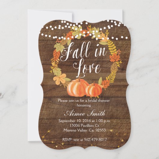 Pumpkin Bridal Shower Invitation Card Kaart (Voorkant)