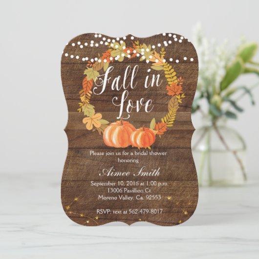 Pumpkin Bridal Shower Invitation Card Kaart (Staand voorkant)