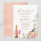 Pumpkin Brunch en Bubbly Autumn Vrijgezellenfeest Kaart (Voorkant / Achterkant)