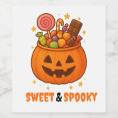 Pumpkin Bucket Full of Sweet - Halloween label set Wijn Etiket (Enkel label)