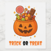 Pumpkin Bucket Full of Sweet - Halloween label set Wijn Etiket (Enkel label)