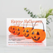 Pumpkin Buckets - Uitnodiging van de Halloween-par (Staand voorkant)