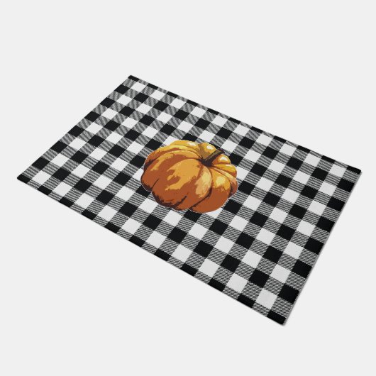 Pumpkin Buffalo Check Pattern Autumn Deurmat (Schuin)