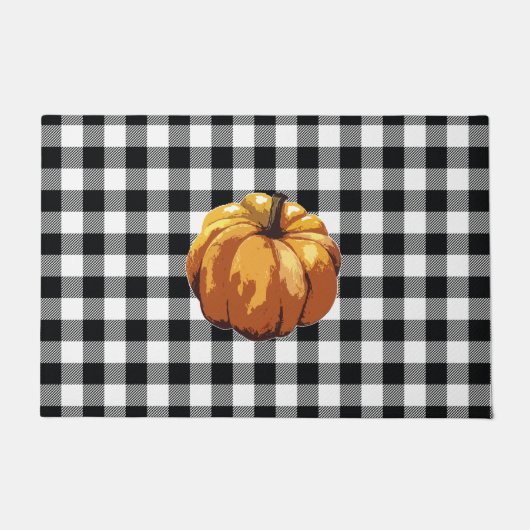 Pumpkin Buffalo Check Pattern Autumn Deurmat (Voorkant)