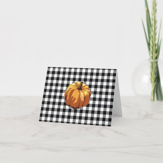 Pumpkin Buffalo Check Pattern Farmhouse Bedankkaart (Voorkant)