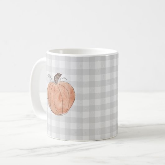 Pumpkin Buffalo Check Pattern Farmhouse Koffiemok (Voorkant links)