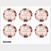 Pumpkin Burgundy Pink Floral Happy Thanksgiving Ronde Sticker (Vel)