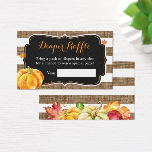Pumpkin Burlap Herfst Baby shower Diaper Raffle Visitekaartje (Bureau)