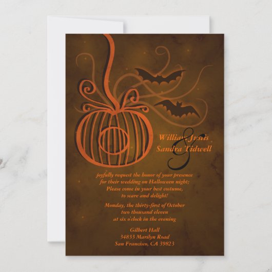 Pumpkin Cage Halloween Wedding Invitation Kaart (Voorkant)