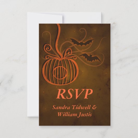 Pumpkin Cage Halloween Wedding RSVP Reply Kaart (Voorkant)