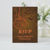 Pumpkin Cage Halloween Wedding RSVP Reply Kaart (Staand voorkant)