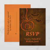 Pumpkin Cage Halloween Wedding RSVP Reply Kaart (Voorkant / Achterkant)