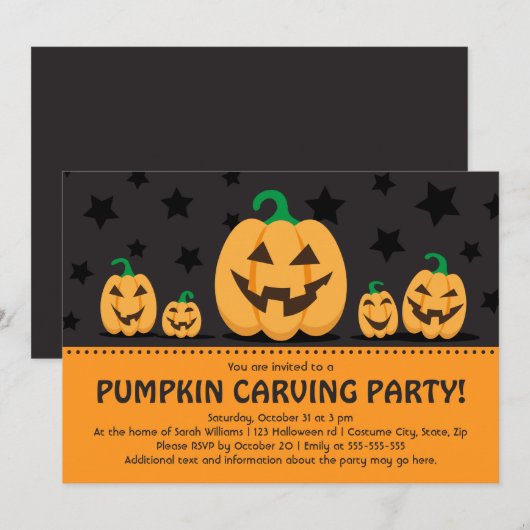 Pumpkin-carbiopuitnodiging Kaart (Voorkant / Achterkant)
