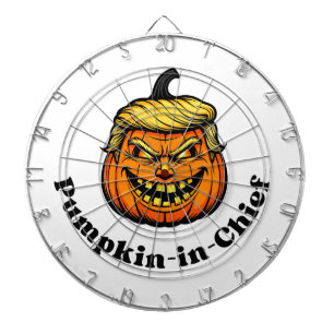Pumpkin Caricature Resembling Donald Trump with "P Dartbord