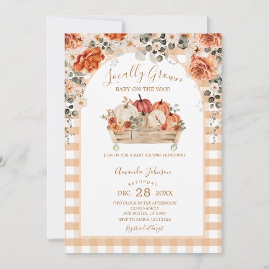 Pumpkin Carriage Baby shower, lokaal gekweekt Kaart (Voorkant)