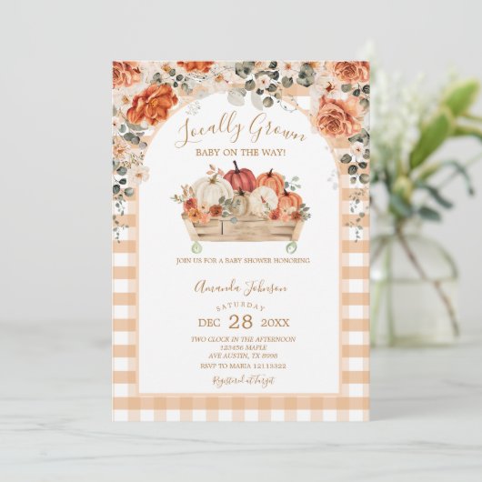 Pumpkin Carriage Baby shower, lokaal gekweekt Kaart (Staand voorkant)