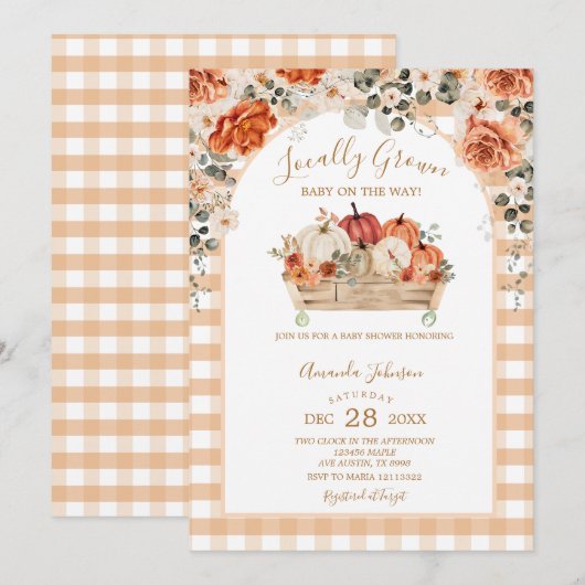 Pumpkin Carriage Baby shower, lokaal gekweekt Kaart (Voorkant / Achterkant)