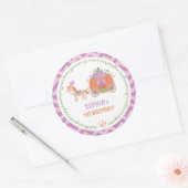 Pumpkin Carriage Birthday Party Paars Custom Ronde Sticker (Envelop)