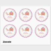 Pumpkin Carriage Birthday Party Paars Custom Ronde Sticker (Vel)
