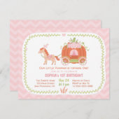 Pumpkin Carriage First Birthday Party Invitations Kaart (Voorkant / Achterkant)
