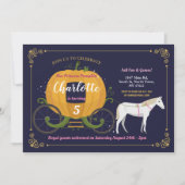 Pumpkin Carriage Horse Herfst Girls Birthday Party Kaart (Voorkant)