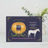 Pumpkin Carriage Horse Herfst Girls Birthday Party Kaart (Staand voorkant)