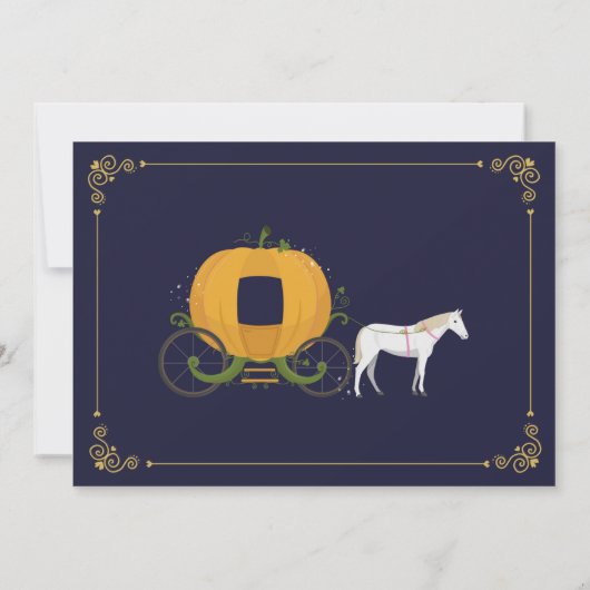 Pumpkin Carriage Horse Herfst Girls Birthday Party Kaart (Achterkant)