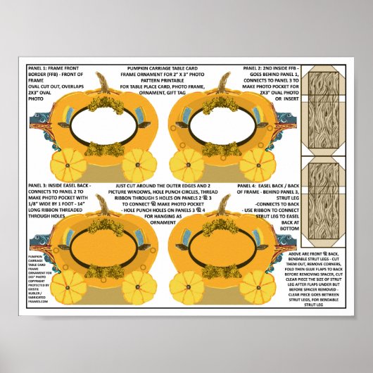 Pumpkin Carriage Thanksgiving Wedding Place Card Poster (Voorkant)