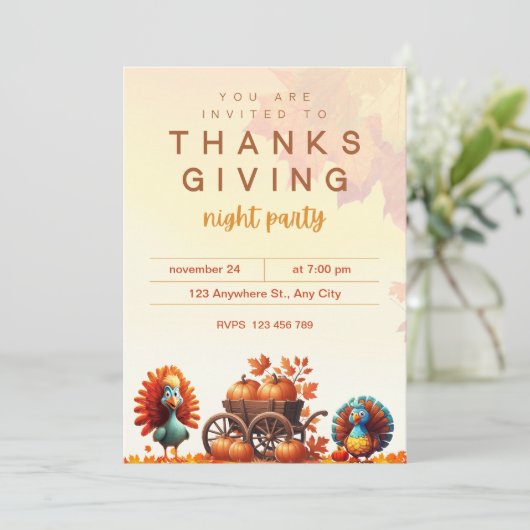 PUMPKIN CART AND FUNNY TURKEYS KAART (Staand voorkant)