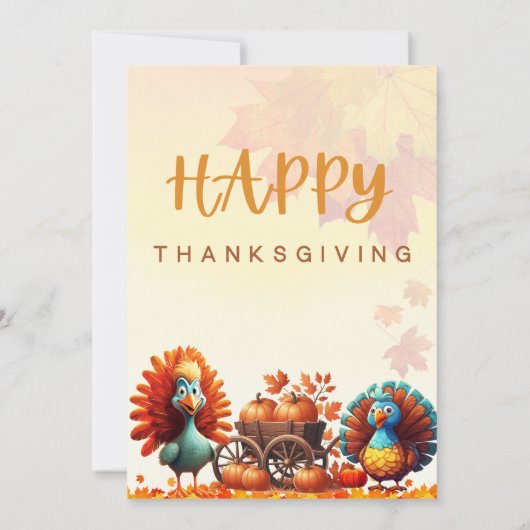 PUMPKIN CART AND FUNNY TURKEYS KAART (Achterkant)