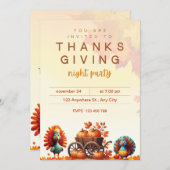 PUMPKIN CART AND FUNNY TURKEYS KAART (Voorkant / Achterkant)