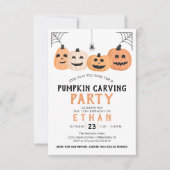 Pumpkin Carving Birthday Party Halloween Kaart (Voorkant)