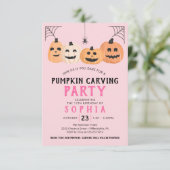 Pumpkin Carving Birthday Party Halloween Kaart (Staand voorkant)