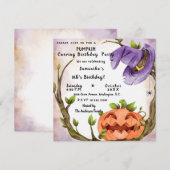 Pumpkin Carving Birthday Party Invitation Kaart (Voorkant / Achterkant)