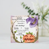 Pumpkin Carving Birthday Party Invitation Kaart (Staand voorkant)
