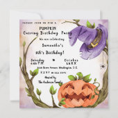 Pumpkin Carving Birthday Party Invitation Kaart (Voorkant)