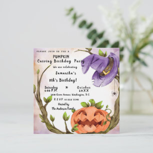 Pumpkin Carving Birthday Party Invitation Kaart