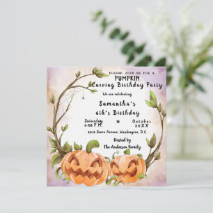 Pumpkin Carving Birthday Party Invitation Kaart