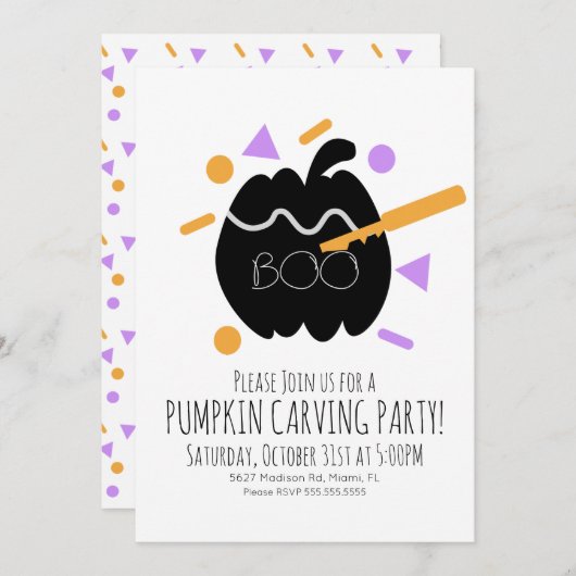 Pumpkin Carving Black Pumpkin Confetti Sprinkles I Kaart (Voorkant / Achterkant)