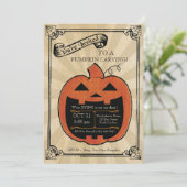 Pumpkin Carving Halloween Party Bash Invite Kaart (Staand voorkant)