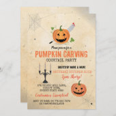 Pumpkin Carving Halloween Party Cocktail Webs Kaart (Voorkant / Achterkant)
