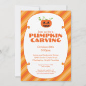 Pumpkin Carving Halloween Party Invitation Kaart (Voorkant)